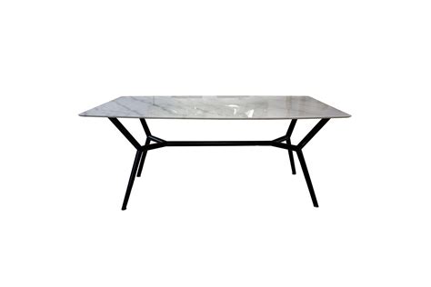 Mesa comedor mármol blanco patas hierro negro 180x100x78cm carrero co es