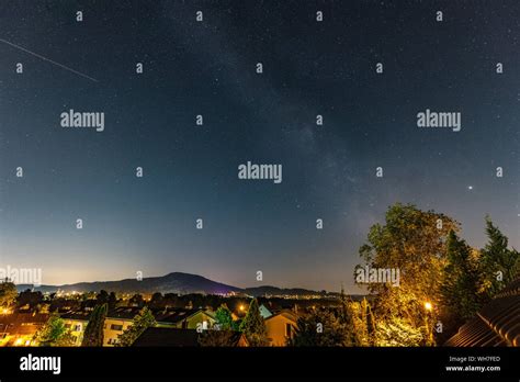 Switzerland Landscape Night Stars Milky Way Stock Photo Alamy