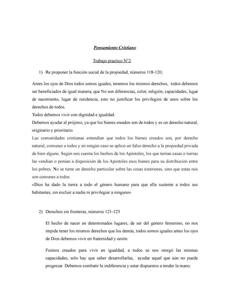 Tp 2 Pensamiento Cristiano Pensamiento Cristiano Trabajo Practico N