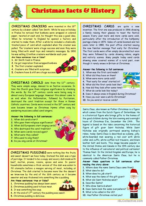 Christmas Facts & History reading fo…: English ESL worksheets pdf & doc