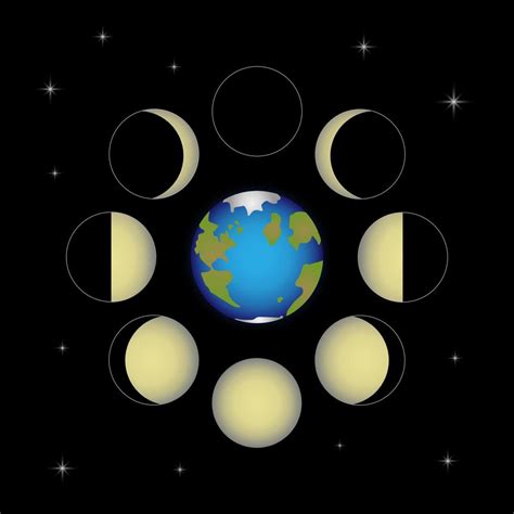 Moon phases. Rotation of the moon around the earth. 5597452 Vector Art ...