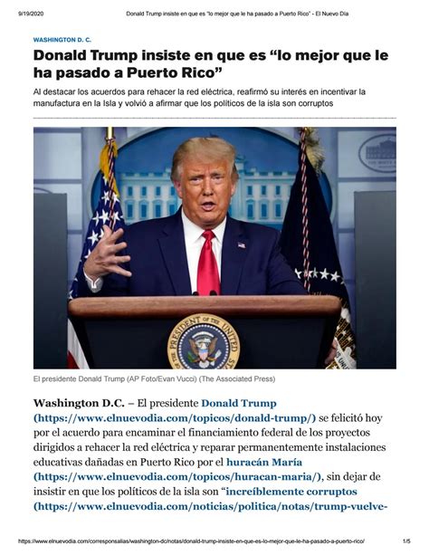 Donald Trump Insiste En Que Es “lo Mejor Que Le Ha Pasado A Puerto Rico