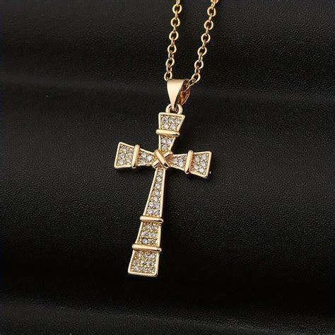 Mens Fashionable Cross Pendant Inlaid Zircon Necklace Temu Ireland