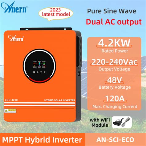 Anern 42kw 62kw 102kw Off Grid Hybrid Solar Inverter Built In 120a