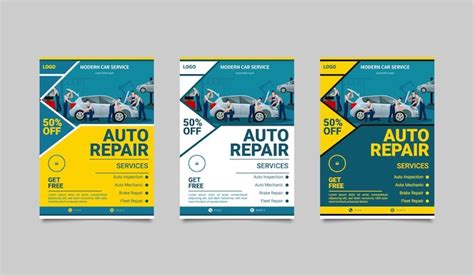 Premium Vector Car Repair Service Flyer Design