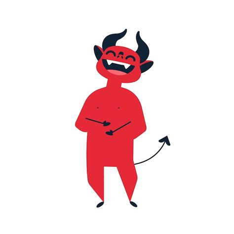 Premium Vector Devil Laughing Flat Vector Illustration Little Red