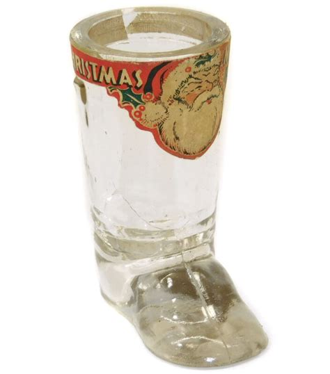 Vtg Antique Glass Santa Claus Boot Christmas Candy Container W Original Label Antique Price