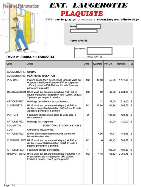 Logiciel Plaquiste Devis Facture Plaquiste