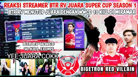 REAKSI STREAMER BTR RV JUARA SUPER CUP SEASON 1 BTR RV MENUTUP JUARA