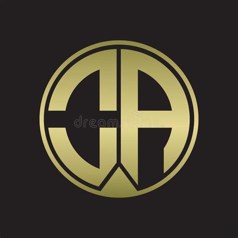 Oa Logo Monogram Circle With Piece Ribbon Style On Gold Colors Stock