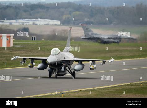 U S Air Force F 16cm Fighting Falcons From The 480th Fighter Squadron Taxi After Landing Back