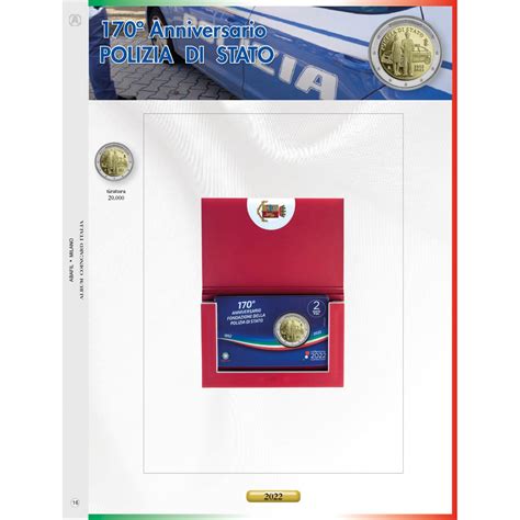 FOGLIO 2 EURO COMMEMORATIVI COINCARD ITALIA 2022 POLIZIA DI STATO