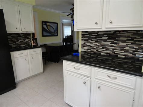 Kitchen Glass Mosaic Tile Floor Tile Paint Before And After