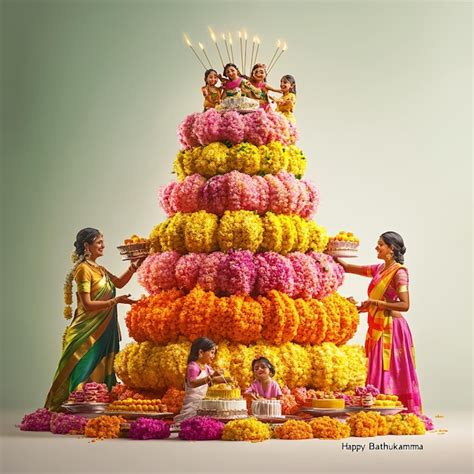 Happy Bathukamma Poster Flower Festival Celebrated By The Women Of In