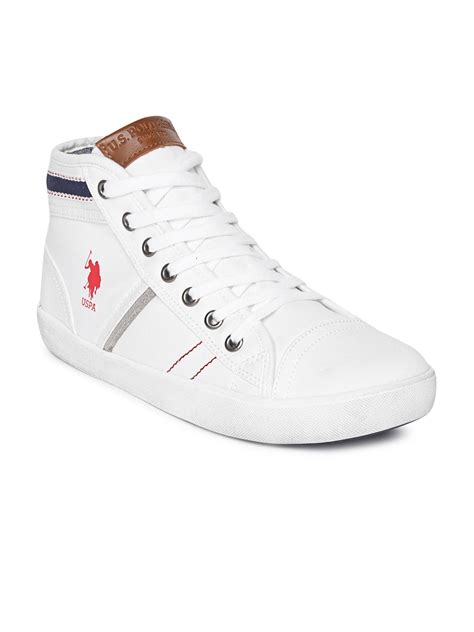 Buy U S Polo Assn Men White Solid Greevs Mid Top Sneakers Casual