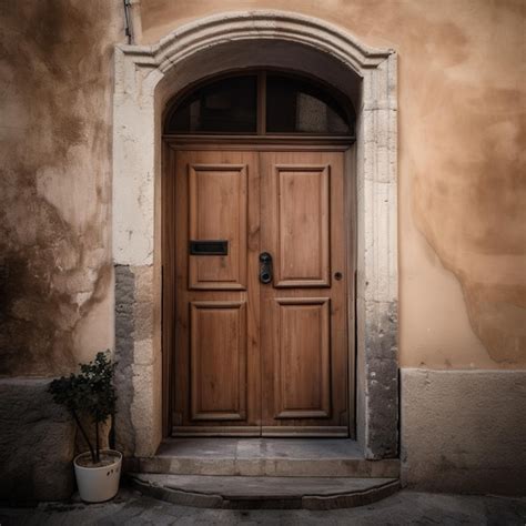 Una Puerta Con Manija Negra Y Arco De Piedra Blanca Foto Premium