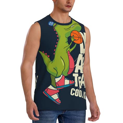 Lsque Dinosaur Basketball Player Print Men S Cotton Blend Sleeveless