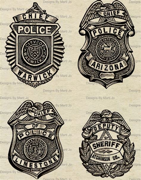 Printable Vintage Police Badges Antique Police Clipart - Etsy