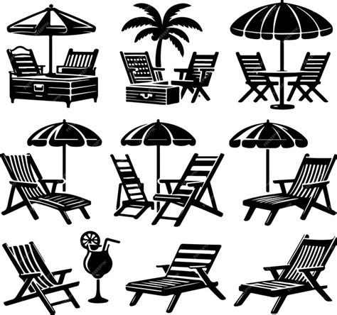 Premium Vector Beach Chair Silhouettes Collection