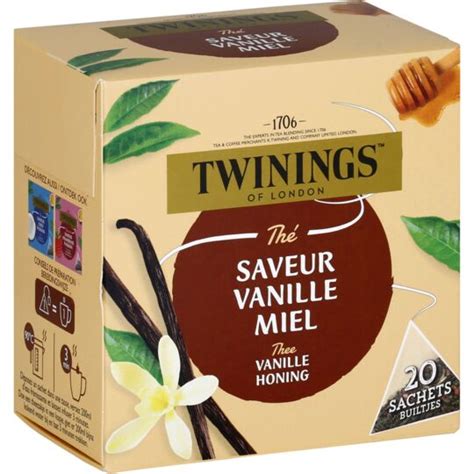 Thé Vanille Miel TWININGS la boite de 20 sachets à Prix Carrefour