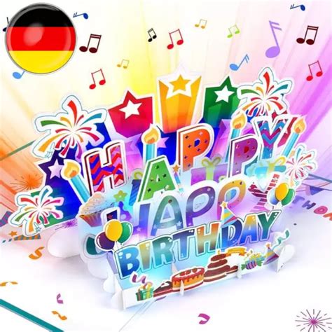 GEBURTSTAGSKARTE MIT MUSIK Happy Birthday Pop Up Karte Geburtstag 3D