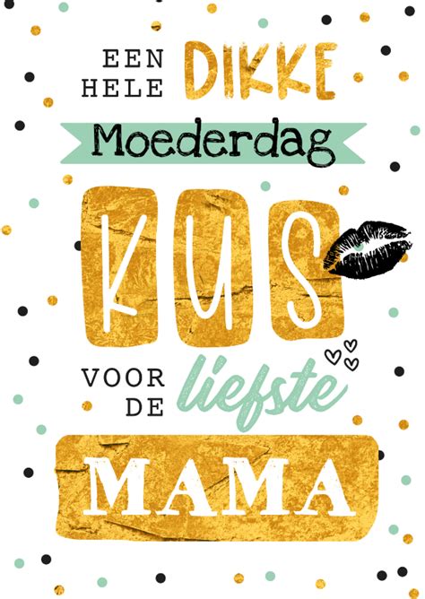 Moederdagkaart Moederdagkus Hip Goud Confetti Kaartje2go