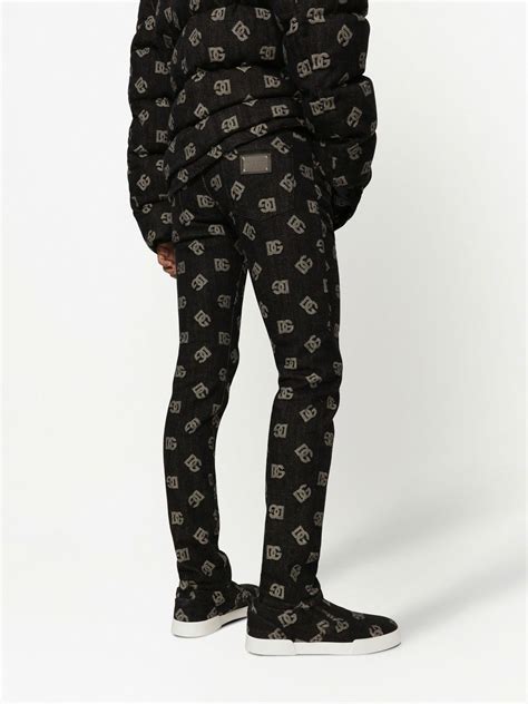 Dolce And Gabbana Monogram Jacquard Slim Fit Jeans Farfetch