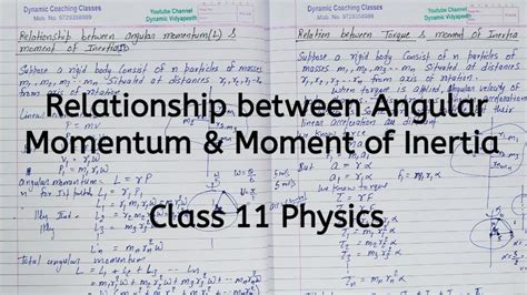 Relation Between Angular Momentum And Moment Of Inertia Chapter 6