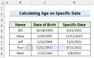 How To Calculate Age On A Specific Date With Formula In Excel