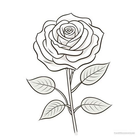 Premium Photo Kids Coloring Book Page Featuring Simple Rose Heavy