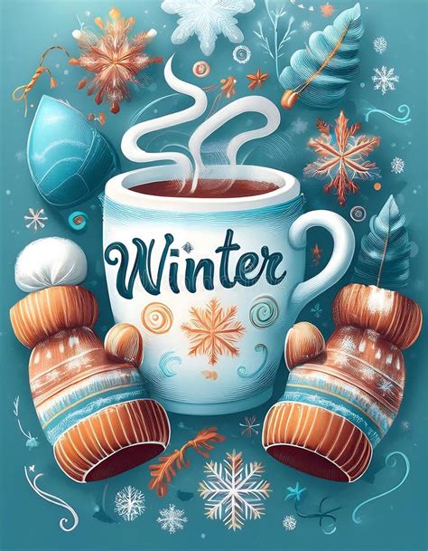 Delightful Winter Decor Featuring Mittens And A Steaming Mug Of Hot
