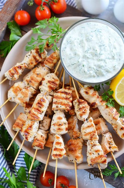 Greek Lemon Chicken Skewers With Tzatziki Recipe Cook Me Recipes