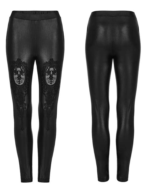 Leggings Gothique Punk Rave Wk522 Orné Dune Grande Broderie