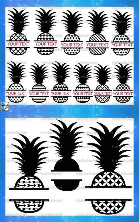 Split Pineapple Monogram V1 Black Cutting Files Svg Png Etsy