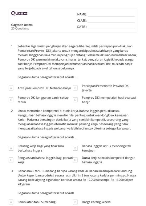 50 Lembar Kerja Mengidentifikasi Gagasan Utama Untuk Kelas 3 Di