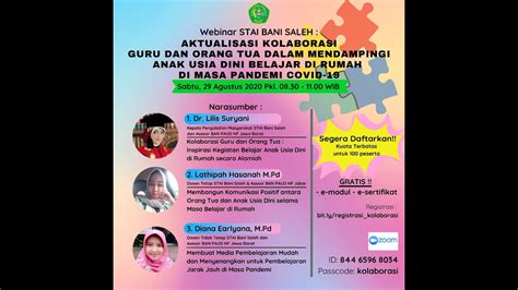 Webinar Stai Bani Saleh Aktualisasi Kolaborasi Guru Dan Orang Tua