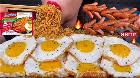 Asmr Spicy Indomie Mi Goreng Fried Eggs Sausages Mukbang Massive