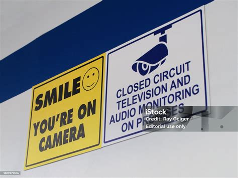 Surveillance Camera Warning Signs Stock Photo Download Image Now