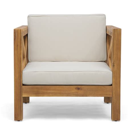 Highland Dunes Teak Patio Chair with Cushions & Reviews | Wayfair