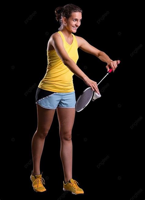 Young Woman Badminton Player Isolated Photo Background And Picture For