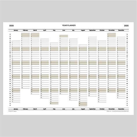 A3 Year Calendar 2025 Printable Bee Frannie