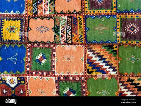 Texture Of Berber Traditional Wool Carpet With Geometric Pattern