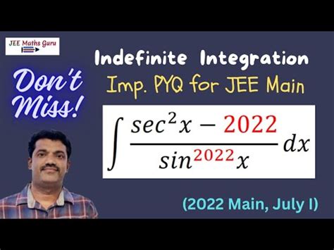 Pyq For Jee Main Indefinite Integrals Important Question