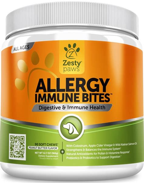 Zesty Paws Supplements Allergy Immune Bites Peanut Butter Flavor