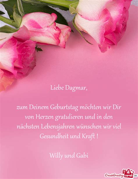 Zum Deinem Geburtstag M Chten Wir Dir Von Herzen Gratulieren Und In Den