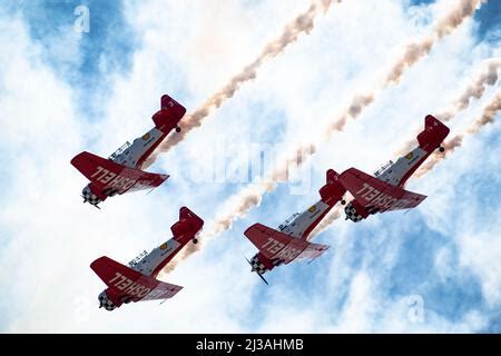 The Aeroshell Aerobatic Team Performs An Aerial Maneuver At The