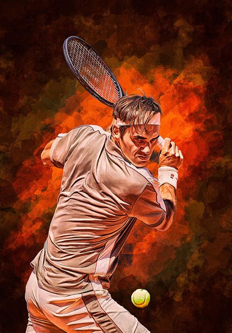 Roger Federer At Roland Garros 2019 Digital Artwork Print Tennis Fan