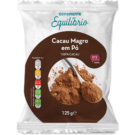 Cacau Magro em Pó emb 125 gr Continente Equilíbrio Continente