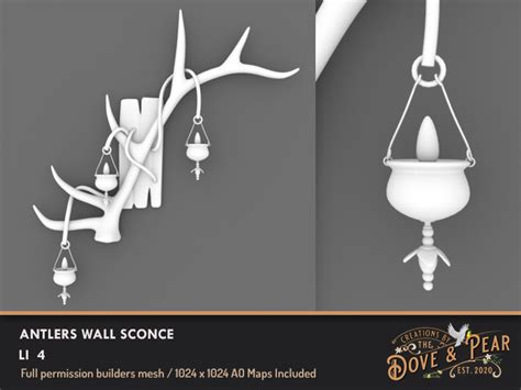 Second Life Marketplace Dove And Pear For Builders Antlers Wall Sconce