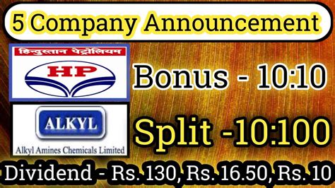 High Dividend Stock Split Bonus Sharehpclskf India Limitedalkyl